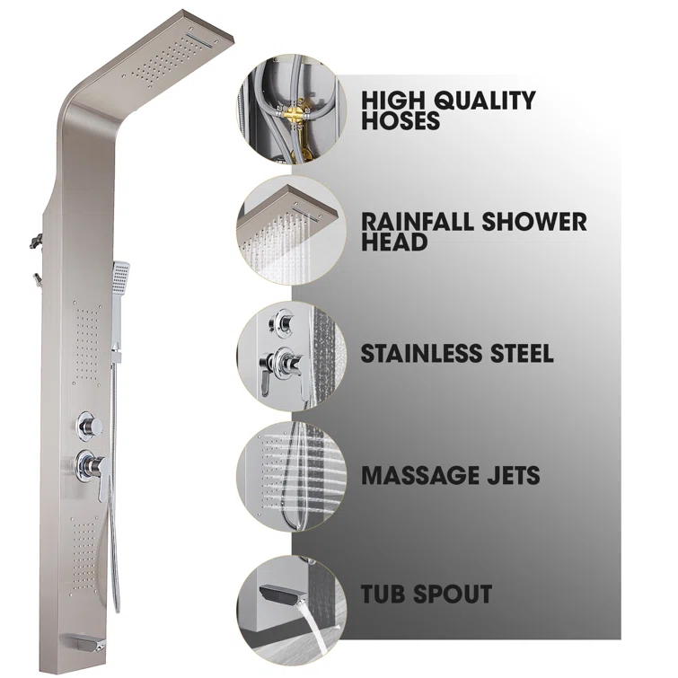 47.2'' Shower Panel na may Adjustable Shower Head (3)